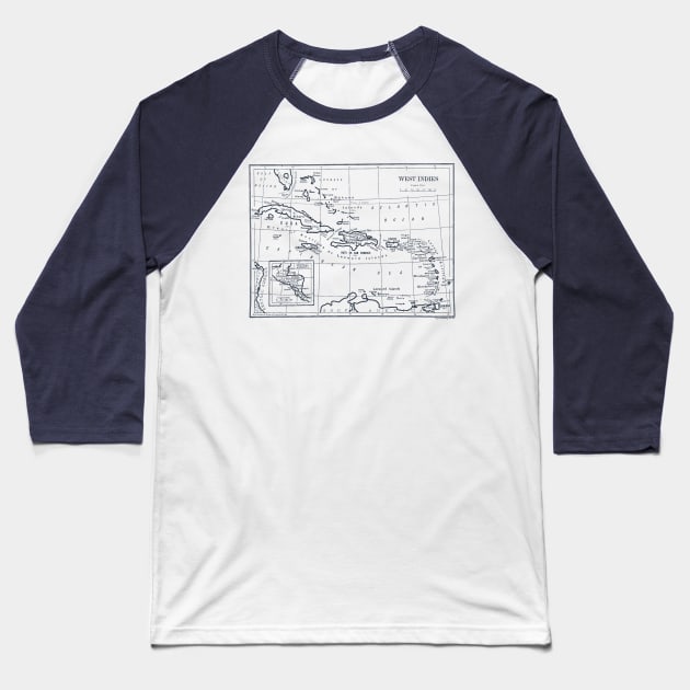 West Indies Map 1893 Baseball T-Shirt by goodieg